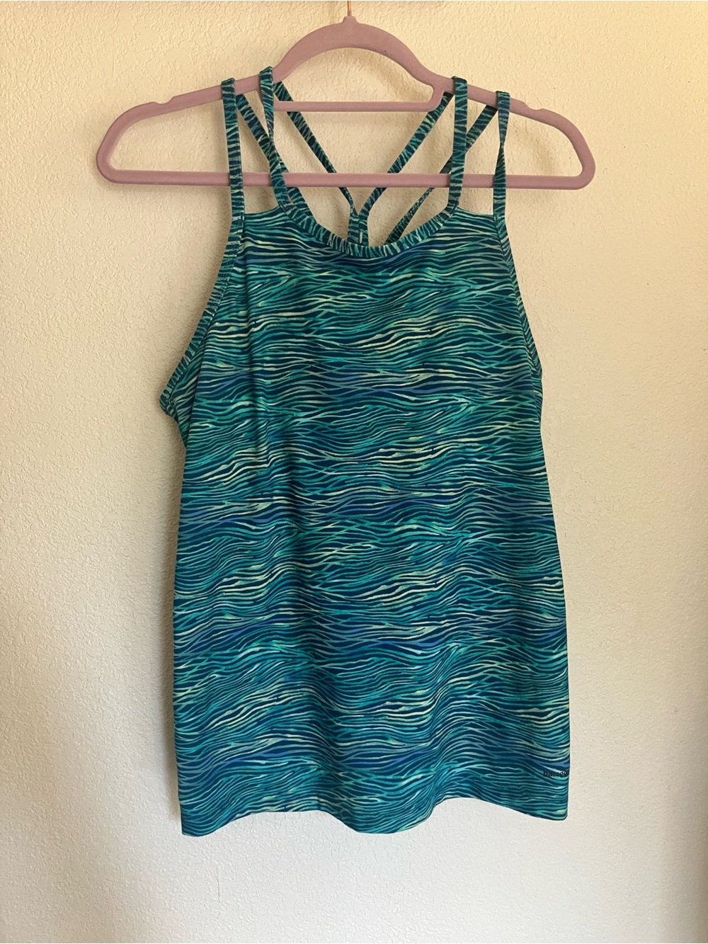 Patagonia Blue Y Strappy Tank Zebra print Size M